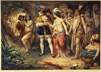Il capo maya Zingari presenta la sorella a Hernan Cortes ...