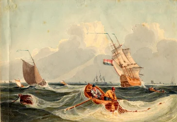 Paesaggio marino con navi