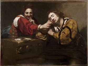 Scena di chiromanzia (Dormiente svegliato da una giovane donna)