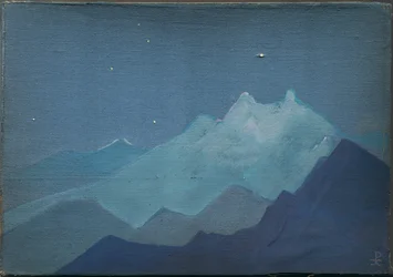 Himalaya, montagne al chiaro di luna, schizzo, 1933