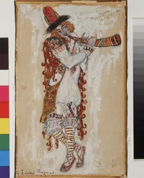 Musicista. Costumi per il balletto Il rito della primavera, di Igor Stravinsky.