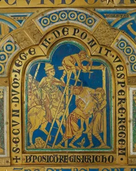 Taglio del re di Gerico dalla forca (rame)