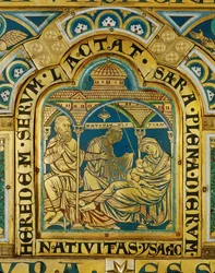 Nasce Isacco da Abramo e Sara (tecnica champsleve, smalto su rame dorato)