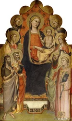 La Madonna col Bambino in trono con i santi Giovanni Battista, Pietro, Maria Maddalena, Paolo e Stefano, una santa martire e angeli