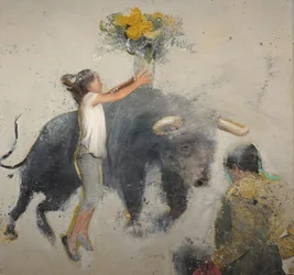 Toro con rosa