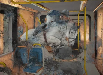 Cavallo bianco salta su un treno, 2023