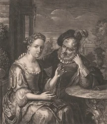 Uomo che mostra una miniatura a una ragazza