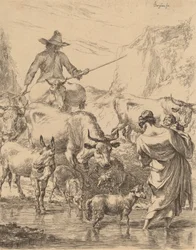 Mandria che attraversa il ruscello