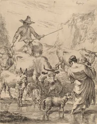 Mandria che attraversa il ruscello