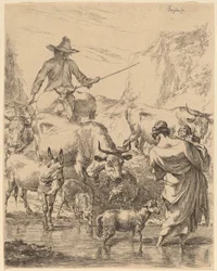 Mandria che attraversa il ruscello