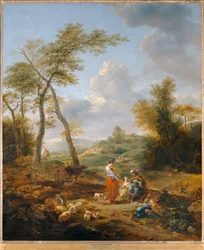 Paesaggio con Elkana e le sue due mogli Anna e Pennina ...