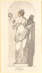 Calliope, la musa della poesia epica come statua in una nicchia