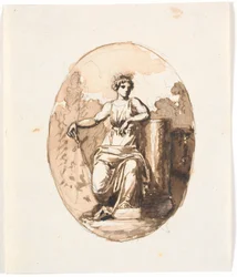 Figura femminile seduta, allegoria della forza o della costanza