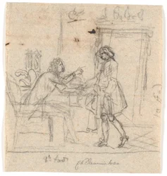 Un signore seduto e uno in piedi in conversazione