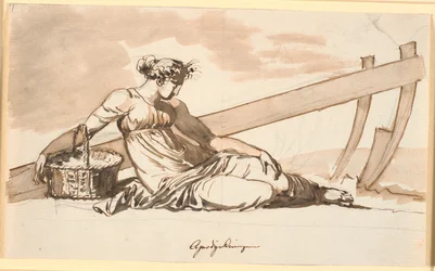 Donna riposante davanti a un aratro. Allegoria dell