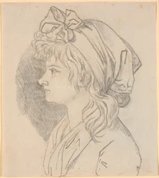 Ritratto di profilo della seconda moglie del pittore Juliane Marie Abildgaard, nata Ottesen. Preparazione per il ritratto nel Museo di Frederiksborg