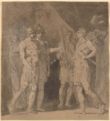 Scena da "Le triumvirat" di Voltaire, possibilmente atto 1, scena 4