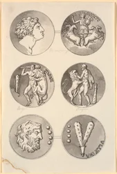 Sei riproduzioni di medaglie antiche