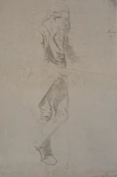 Gentiluomo in piedi con costume del 1770 circa. Struensee?