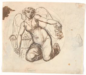 Figura Femminile Alata in Campo Circolare. T.h. studio del piede sinistro della figura
