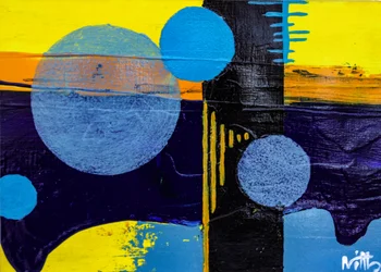 Cerchi astratti blu e gialli