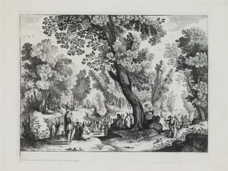 Paesaggio boscoso con il sermone di San Giovanni Battista