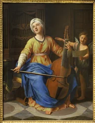 Santa Cecilia. Dipinto di Nicolas Colombel (1646-1717), olio su legno. Arte francese XVII-XVIII secolo. Museo delle Belle Arti di Rouen