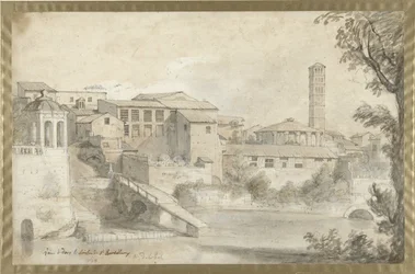 Isola Tiberina con il monastero di San Bartolomeo