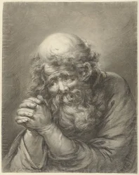 Vecchio con barba e mani giunte