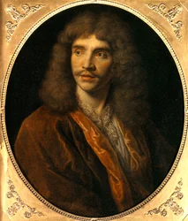 Ritratto di Jean Baptiste Poquelin, detto Molière (1622-1673). Dipinto di Nicolas Mignard (1606-1668), XVII secolo, alt. 0,73 m.