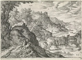 Paesaggio montano con mulino ad acqua