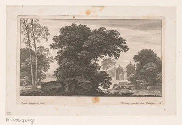 Paesaggio con alberi e villa