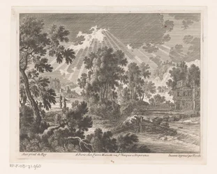 Paesaggio soleggiato con casa sul fiume