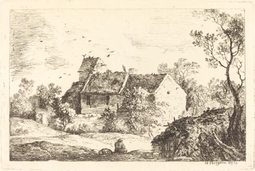 Casa con colombaia in un paesaggio collinare