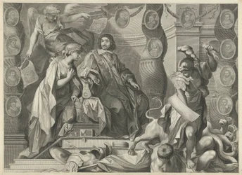 Stampa promozionale di Aegidius Le Maistre (1663), parte superiore