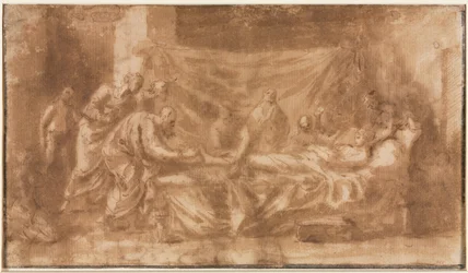 Estrema unzione (recto); Tre teste e altri schizzi (verso)