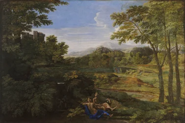 Paesaggio con due ninfe e un serpente, ca 1659