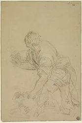 Uomo inginocchiato con brocca (recto); uomo in piedi (verso)