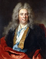 Ritratto di Jacques Vincent Bassablons, Consigliere del Re, a Mezzo Busto, che Indossa un Cappotto Blu con un Gilet Ricamato in Oro e una Fascia Rossa