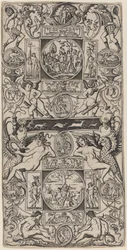 Pannello ornamentale con Orfeo e il giudizio di Paride