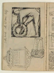 Bozza per il monumento funebre di Poul S. Christiansen, studi di monumenti funebri, misure