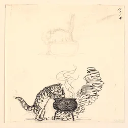 Illustrazione per "Il Gatto Grasso" e Schizzo