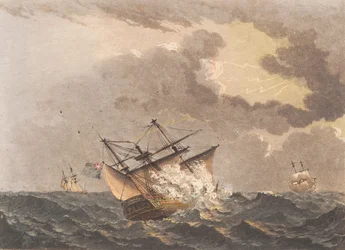 Una nave inglese colpita da un fulmine