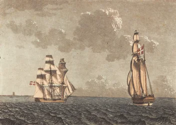 Una nave in virata e una galea con vento laterale