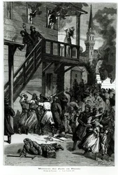 Massacro degli Ebrei in Russia, inciso da Gustave Voulquin da Le Journal Illustré, giugno 1881
