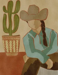 Cowgirl del deserto e cactus