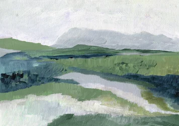 Paesaggio verde nebbioso