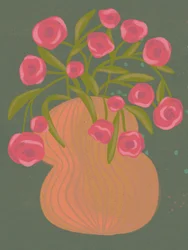 Fiori rosa in un vaso arancione