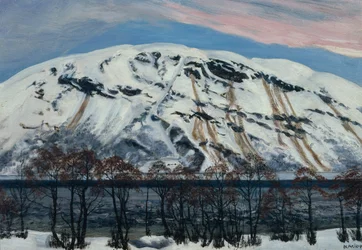 Fredda mattina di aprile con valanga, Montagna innevata