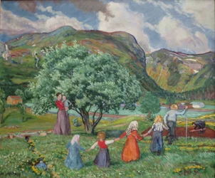 Norvegese Nynorsk:  Vento estivo e bambini che giocano
Norvegese Bokmål:  Vento d
